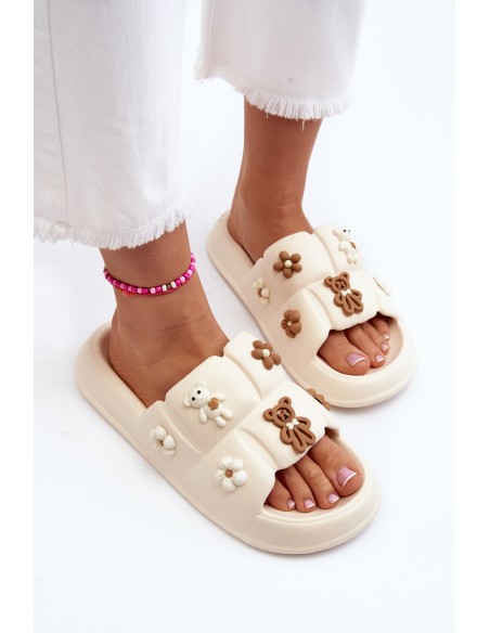 Women's Foam Sandals with Beige Decorations Cambrina