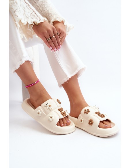 Women's Foam Sandals with Beige Decorations Cambrina