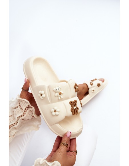 Women's Foam Sandals with Beige Decorations Cambrina