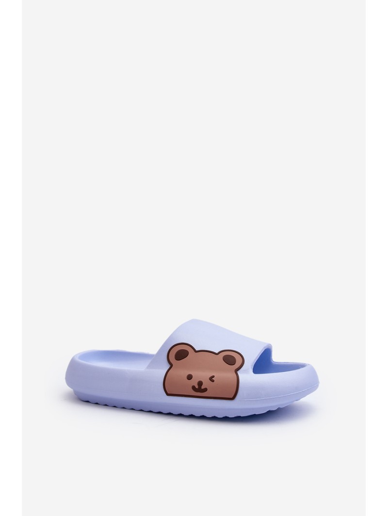 Women's Lightweight Foam Slippers with Teddy Bear Motif Blue Parisso