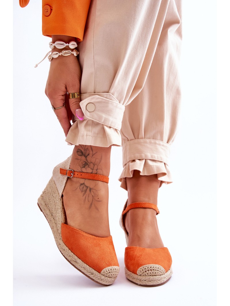 Suede Espadrilles Wedge Sandals Orange Cammer