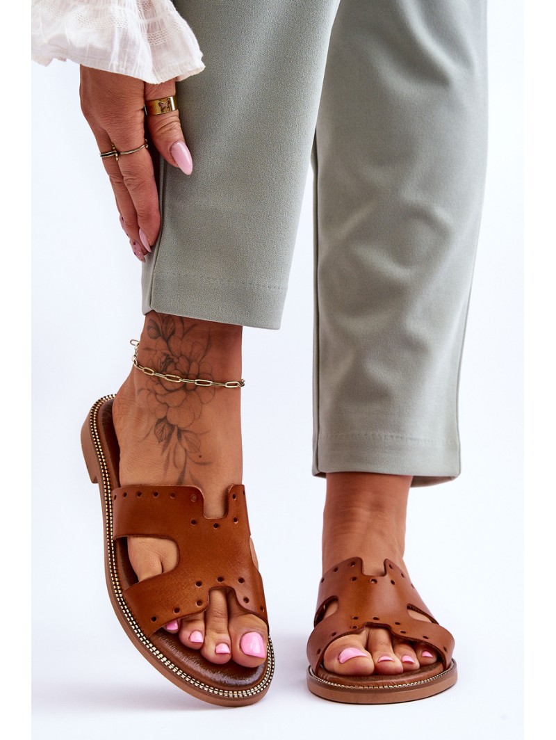 Zazoo 40326 Women's Slippers with Decorative Cutouts Brown Zazoo 40326 Women's Slippers with Decorative Cutouts Brown