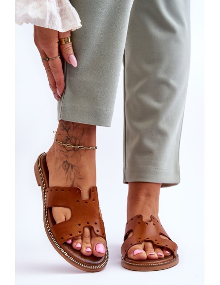 Zazoo 40326 Women's Slippers with Decorative Cutouts Brown