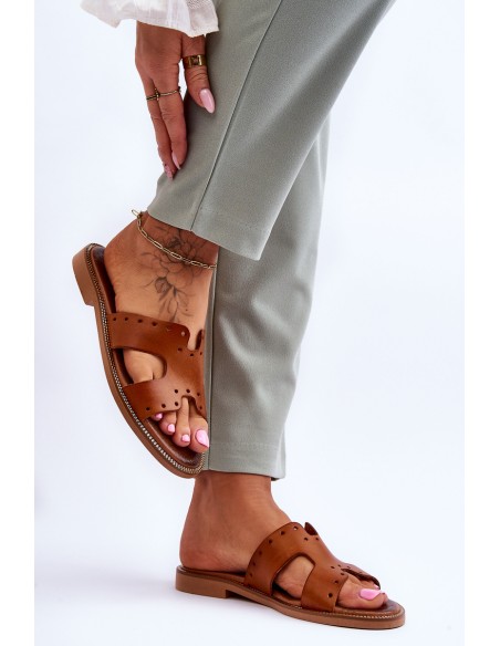 Zazoo 40326 Women's Slippers with Decorative Cutouts Brown