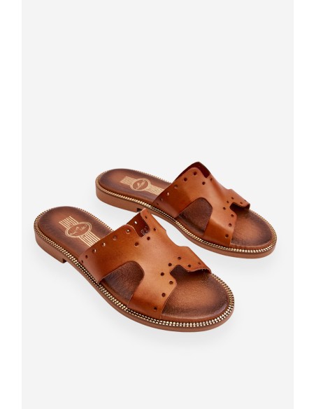 Zazoo 40326 Women's Slippers with Decorative Cutouts Brown