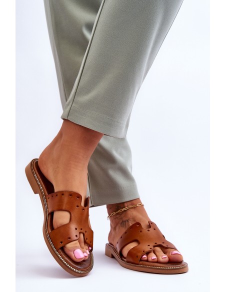 Zazoo 40326 Women's Slippers with Decorative Cutouts Brown