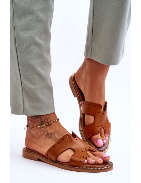 Zazoo 40326 Women's Slippers with Decorative Cutouts Brown