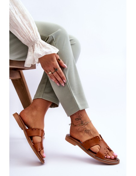 Zazoo 40326 Women's Slippers with Decorative Cutouts Brown