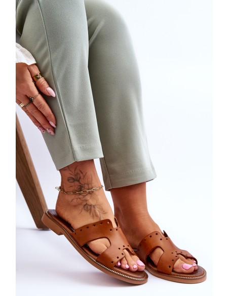 Zazoo 40326 Women's Slippers with Decorative Cutouts Brown