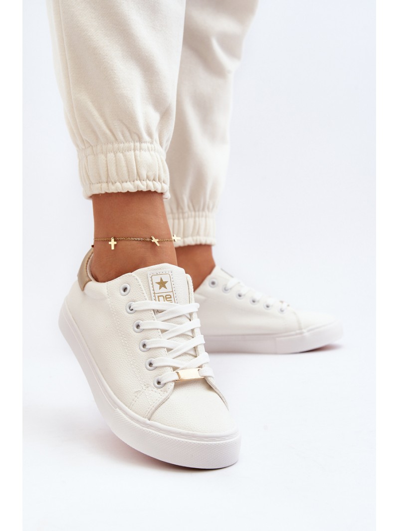 Women's sneakers made of eco leather white Tiraelle Women's sneakers made of eco leather white Tiraelle