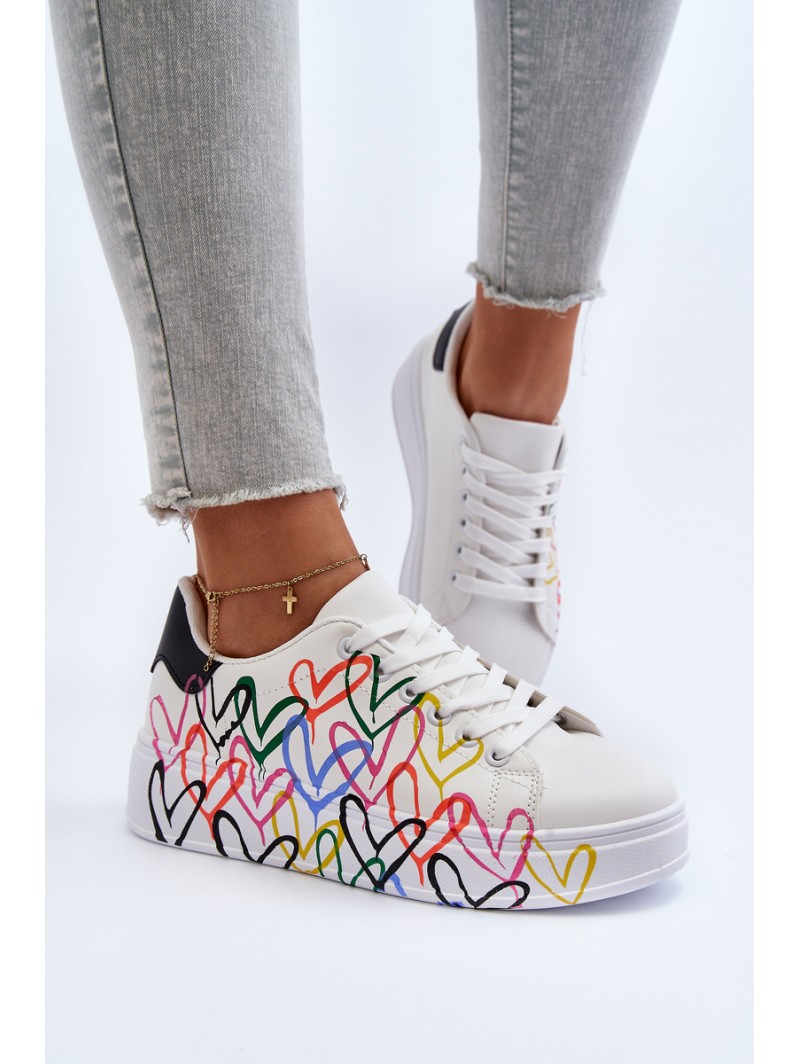 Women's Sneakers with Hearts White Claral