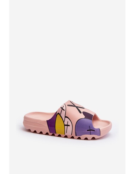 Rubber Flip-Flops with Pink Monsters Print