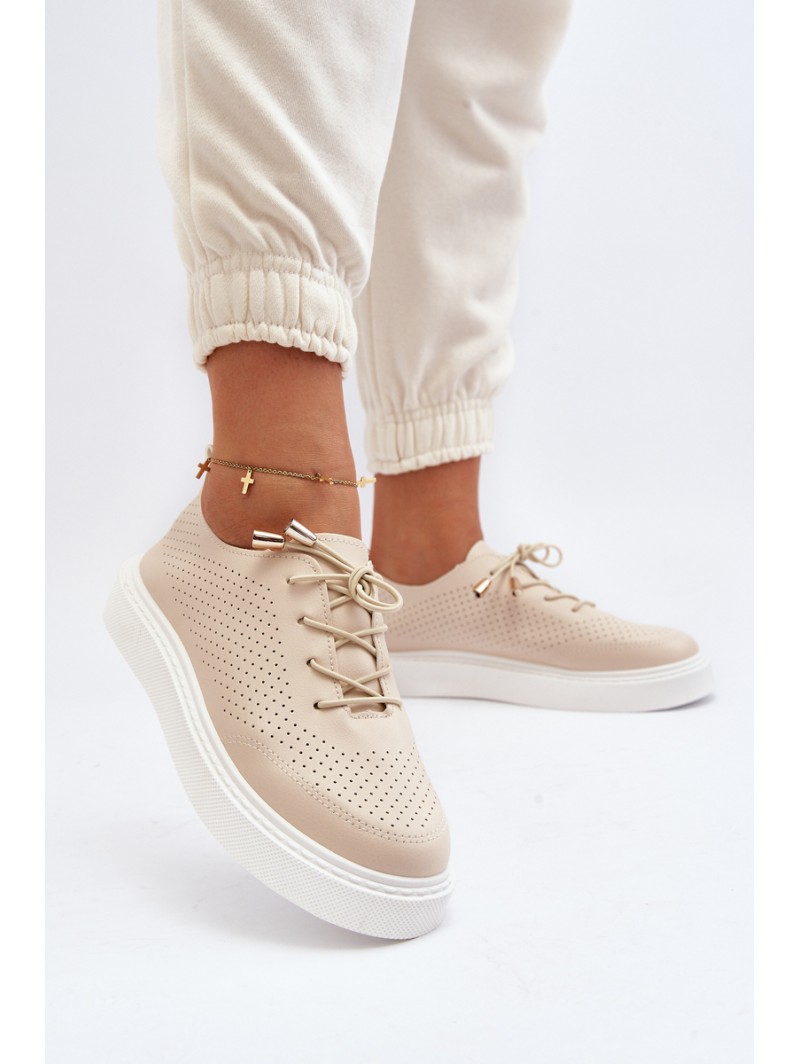 Beige Women's Cutout Sneakers Unassemia