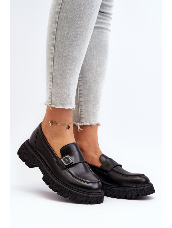 Black Flanila Women's Loafers with Strap 2
