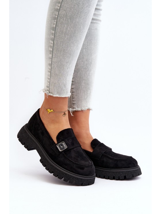 Black Flanila Women's Loafers with Strap 2
