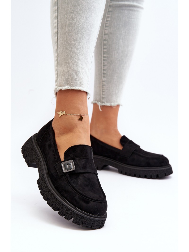 Black Flanila Women's Loafers with Strap Black Flanila Women's Loafers with Strap