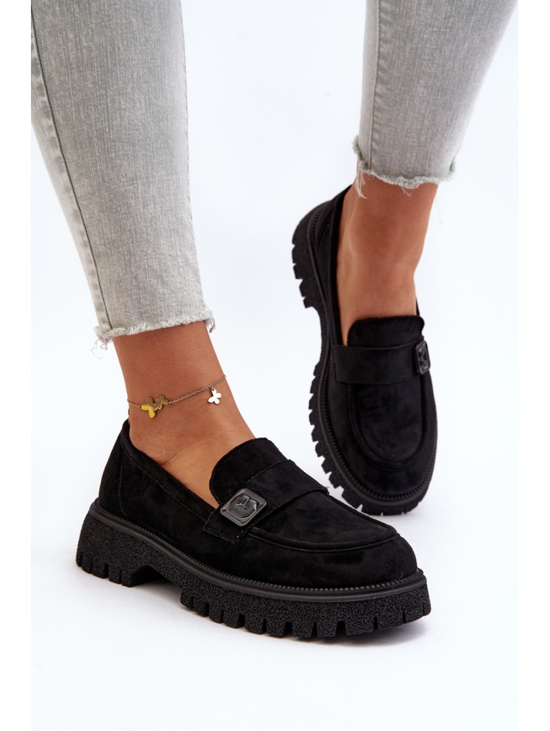 Black Flanila Women's Loafers with Strap Black Flanila Women's Loafers with Strap