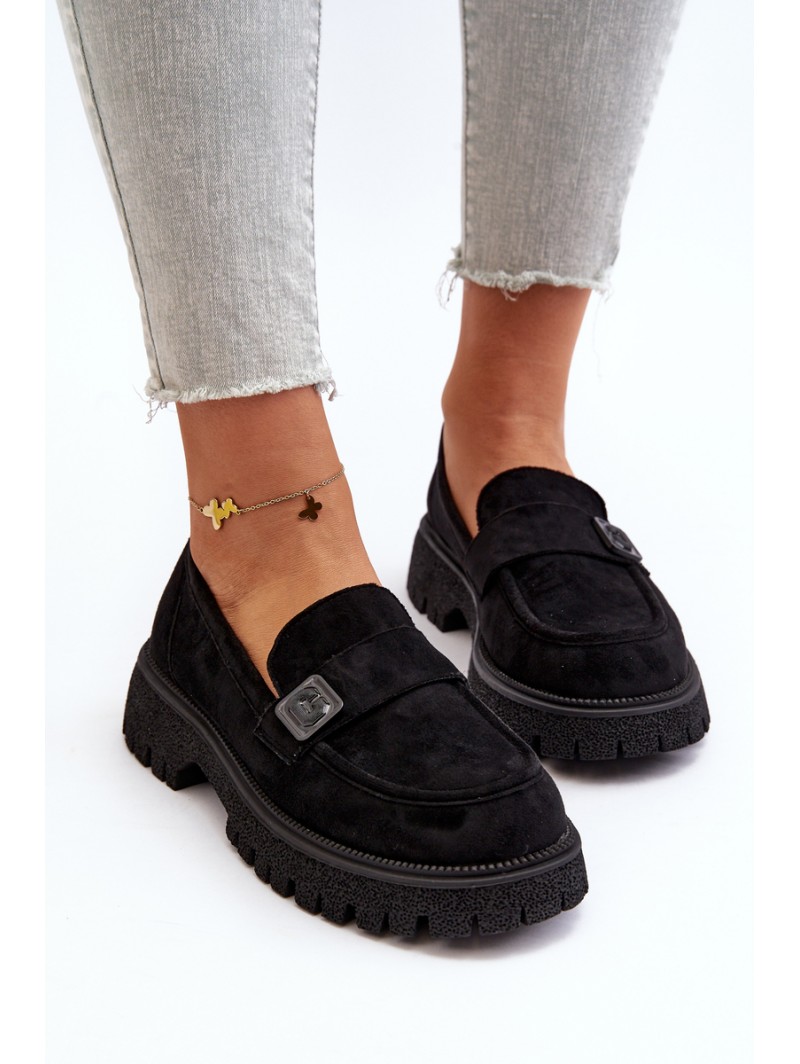 Black Flanila Women's Loafers with Strap Black Flanila Women's Loafers with Strap
