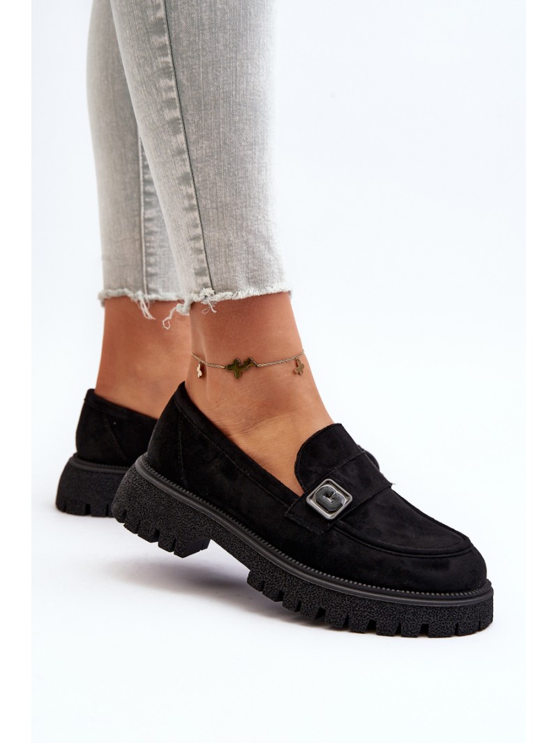 Black Flanila Women's Loafers with Strap Black Flanila Women's Loafers with Strap
