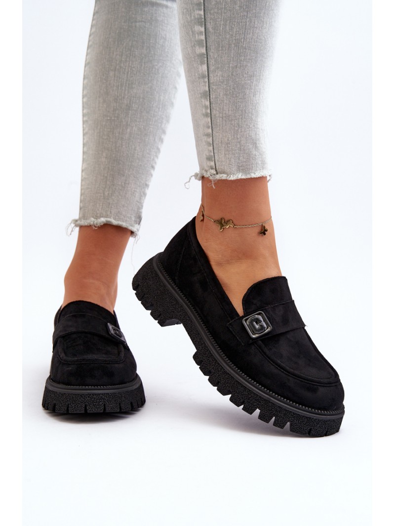 Black Flanila Women's Loafers with Strap Black Flanila Women's Loafers with Strap