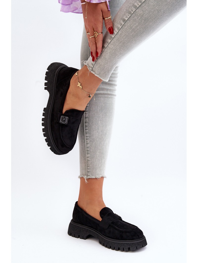 Black Flanila Women's Loafers with Strap Black Flanila Women's Loafers with Strap