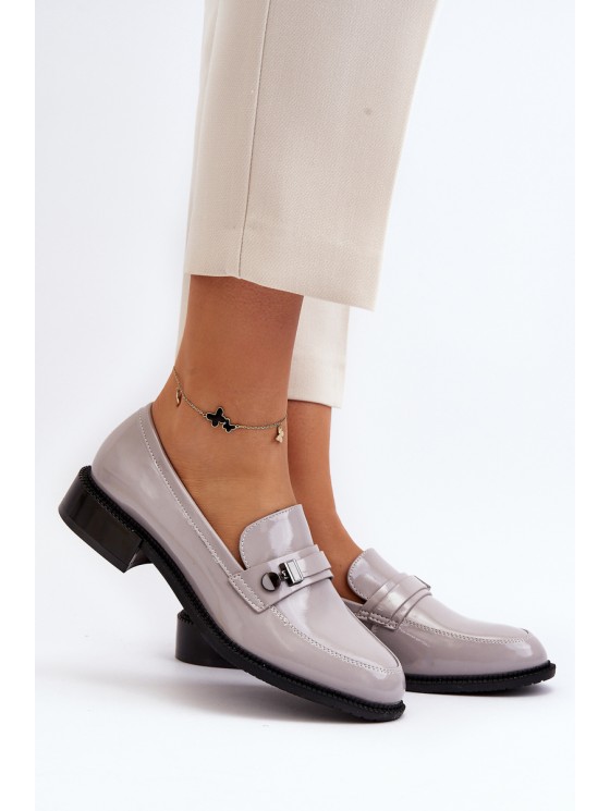 Women's Gray Patent Loafers Nerilaja