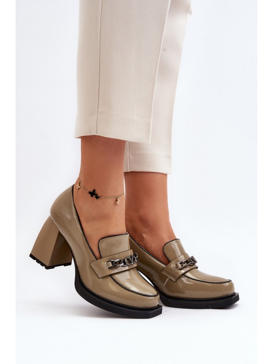 Green Patent Leather Pumps on Chunky Heel Terimene 2