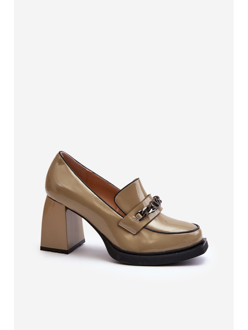 Green Patent Leather Pumps on Chunky Heel Terimene Green Patent Leather Pumps on Chunky Heel Terimene