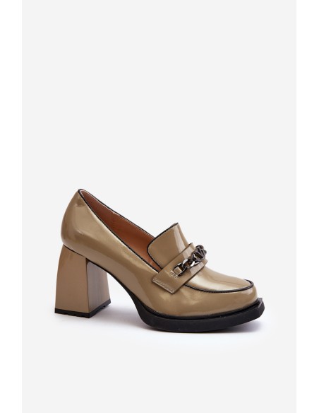 Green Patent Leather Pumps on Chunky Heel Terimene