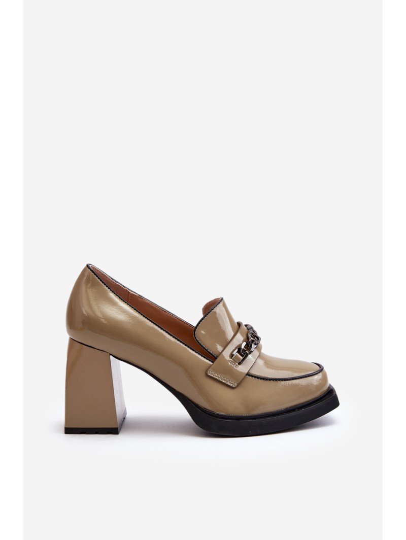 Green Patent Leather Pumps on Chunky Heel Terimene Green Patent Leather Pumps on Chunky Heel Terimene