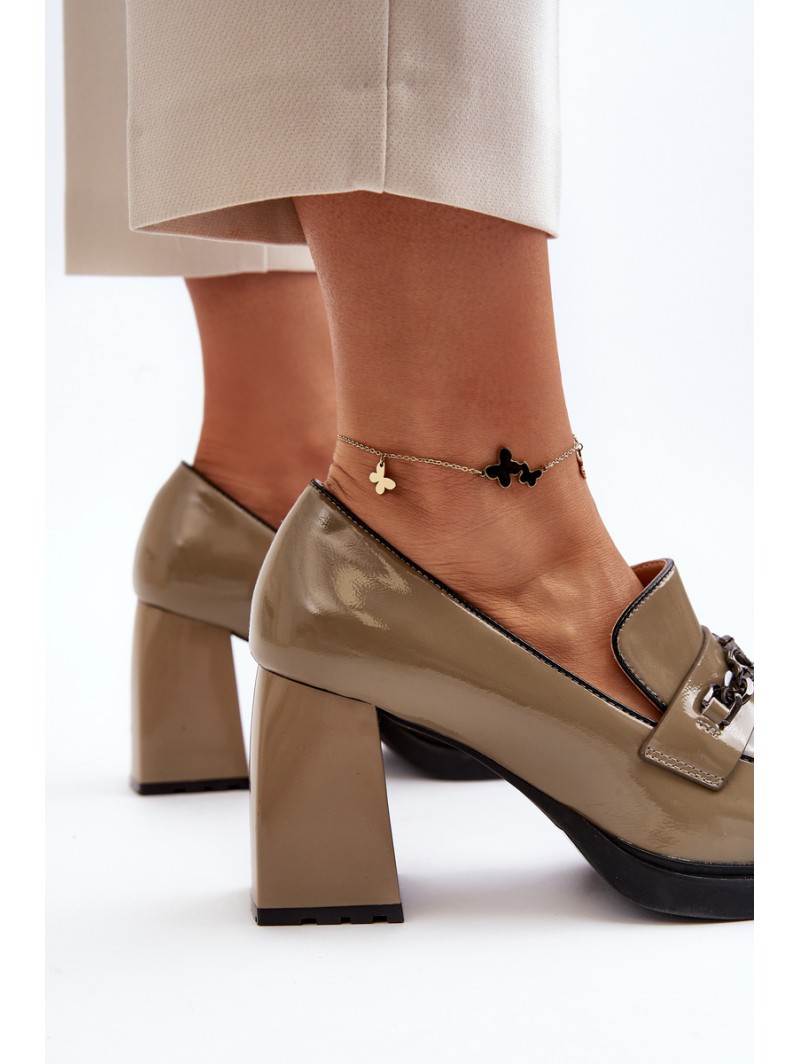 Green Patent Leather Pumps on Chunky Heel Terimene Green Patent Leather Pumps on Chunky Heel Terimene