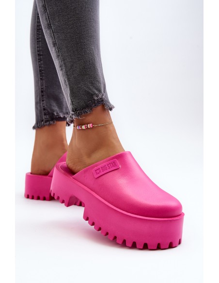 Women's Slides With Chunky Sole Big Star NN274019 Fuchsia