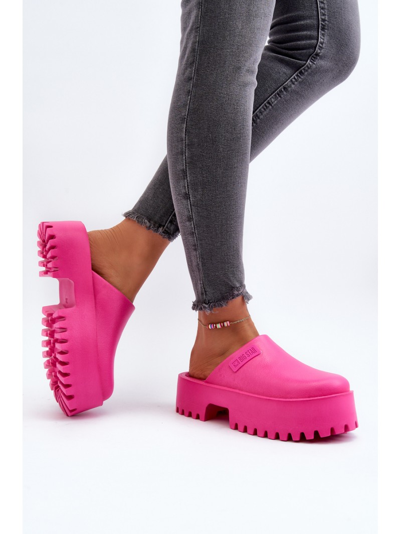 Women's Slides With Chunky Sole Big Star NN274019 Fuchsia