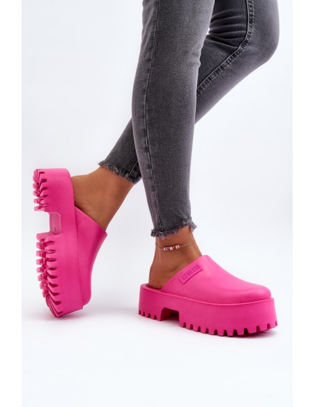 Women's Slides With Chunky Sole Big Star NN274019 Fuchsia