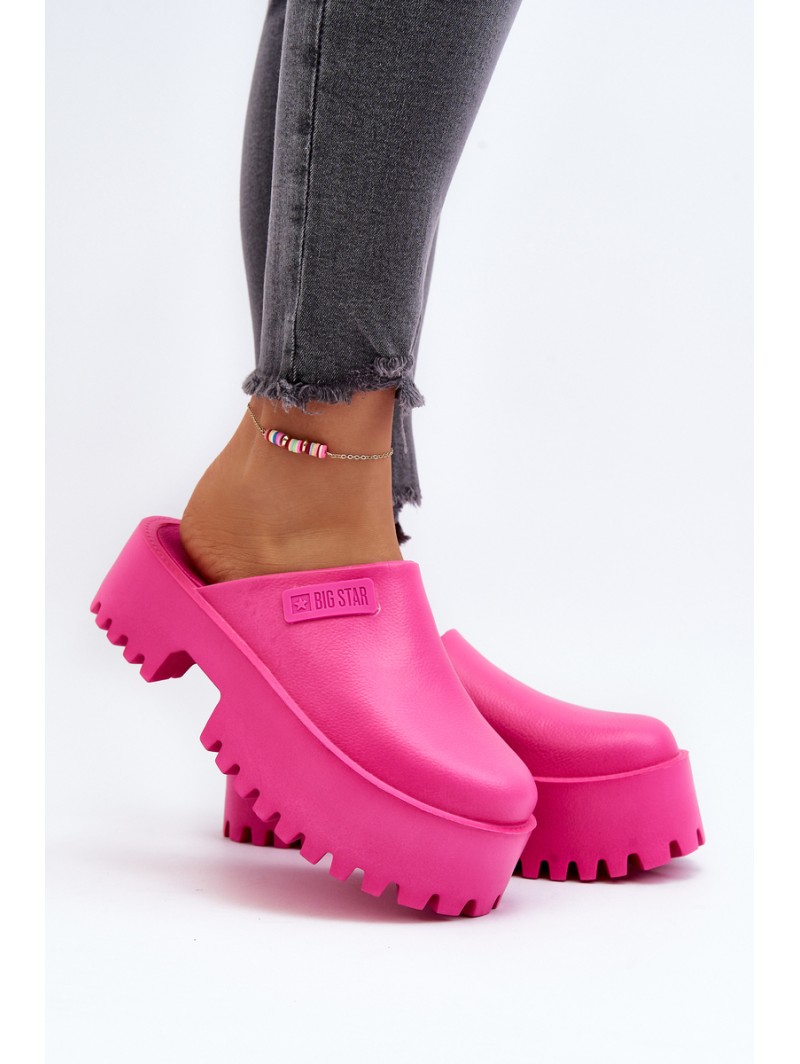 Women's Slides With Chunky Sole Big Star NN274019 Fuchsia