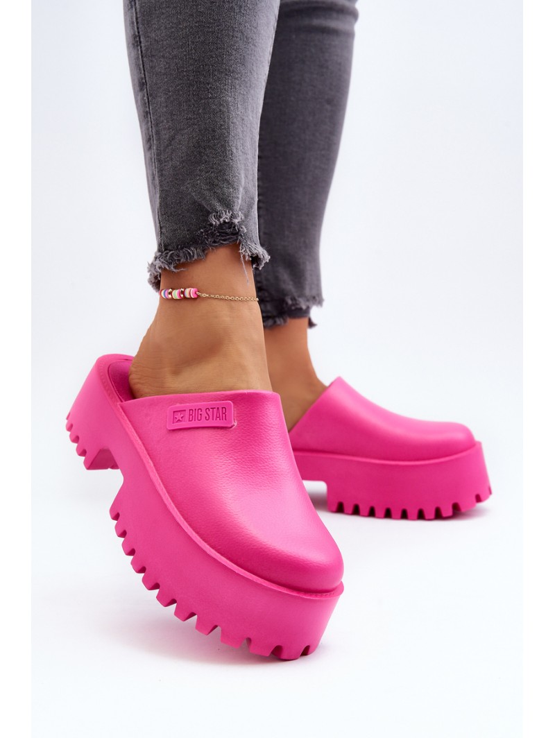 Women's Slides With Chunky Sole Big Star NN274019 Fuchsia