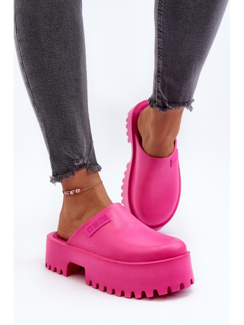 Women's Slides With Chunky Sole Big Star NN274019 Fuchsia