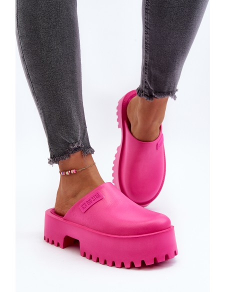 Women's Slides With Chunky Sole Big Star NN274019 Fuchsia