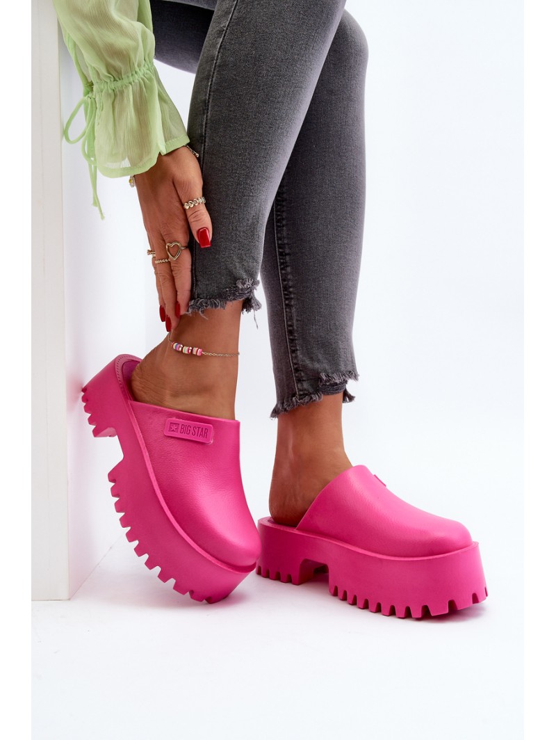 Women's Slides With Chunky Sole Big Star NN274019 Fuchsia