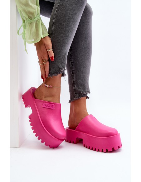 Women's Slides With Chunky Sole Big Star NN274019 Fuchsia