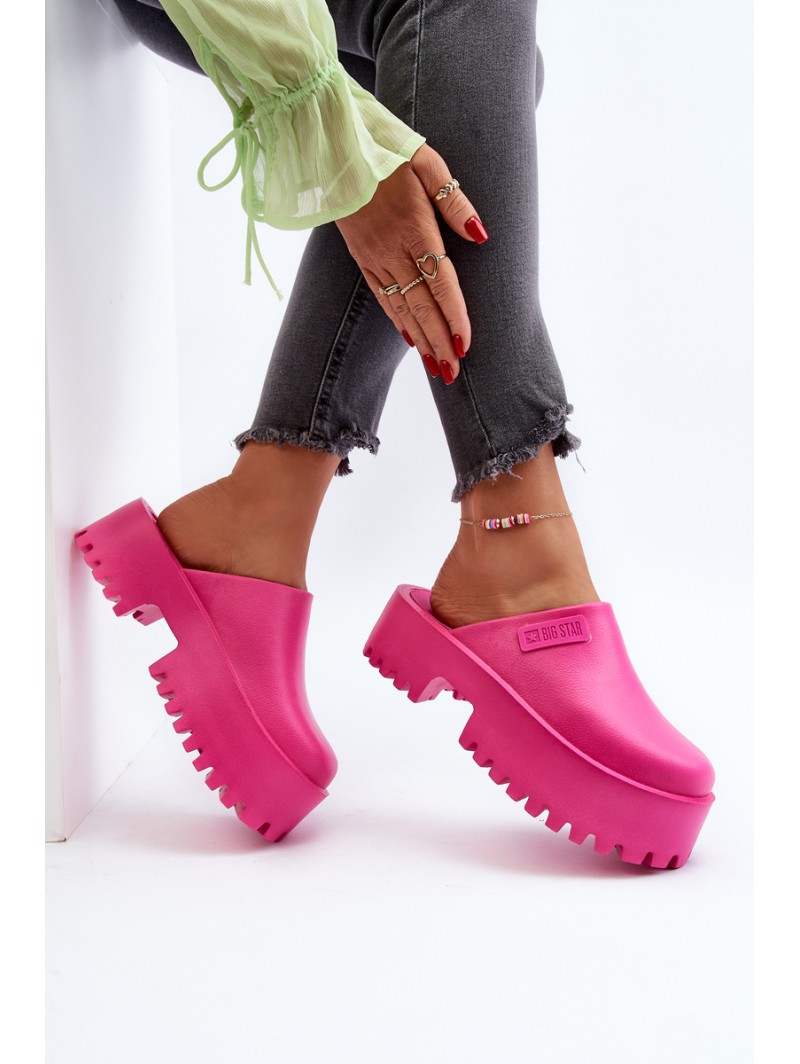 Women's Slides With Chunky Sole Big Star NN274019 Fuchsia