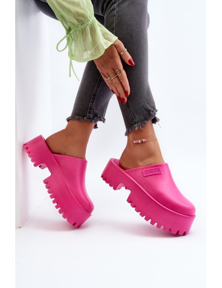 Women's Slides With Chunky Sole Big Star NN274019 Fuchsia