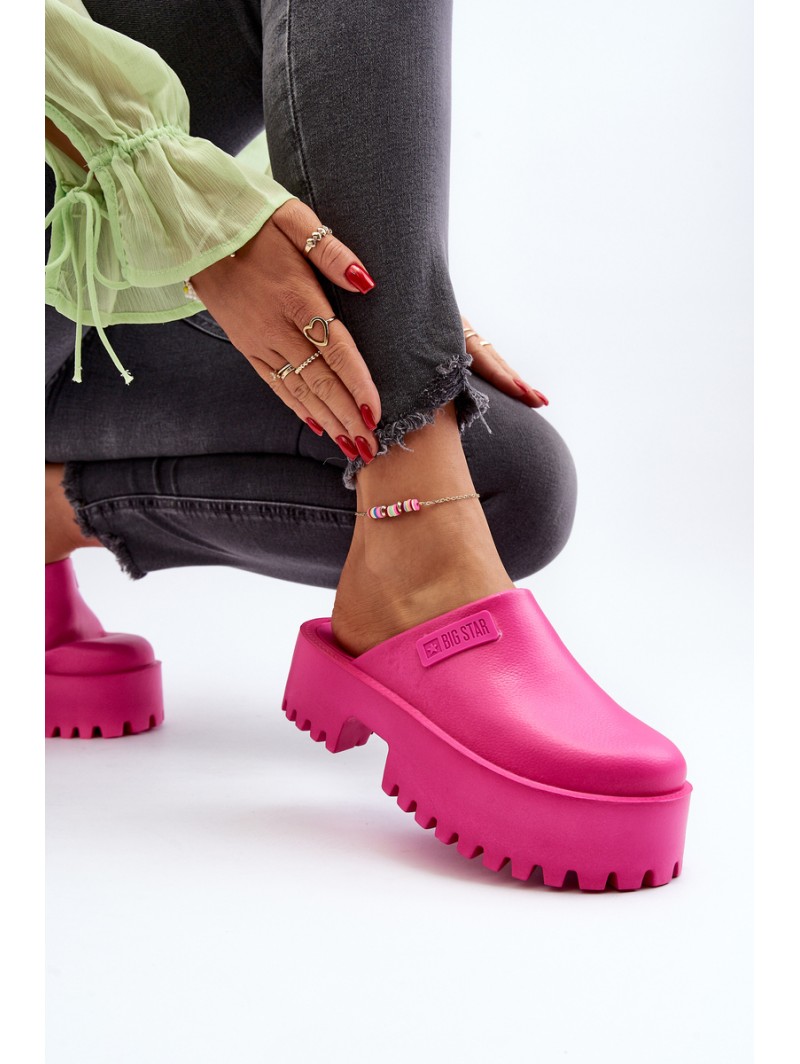 Women's Slides With Chunky Sole Big Star NN274019 Fuchsia