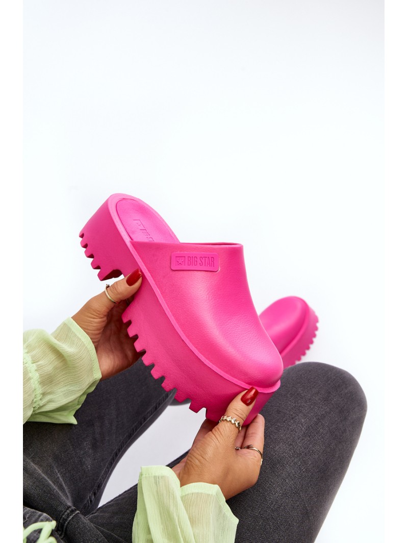 Women's Slides With Chunky Sole Big Star NN274019 Fuchsia