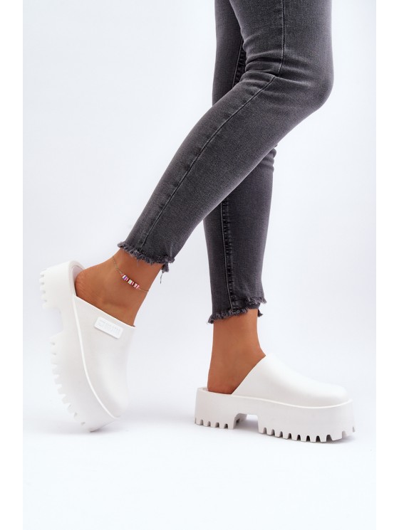 Women's Slides With Chunky Sole Big Star NN274015 White 2