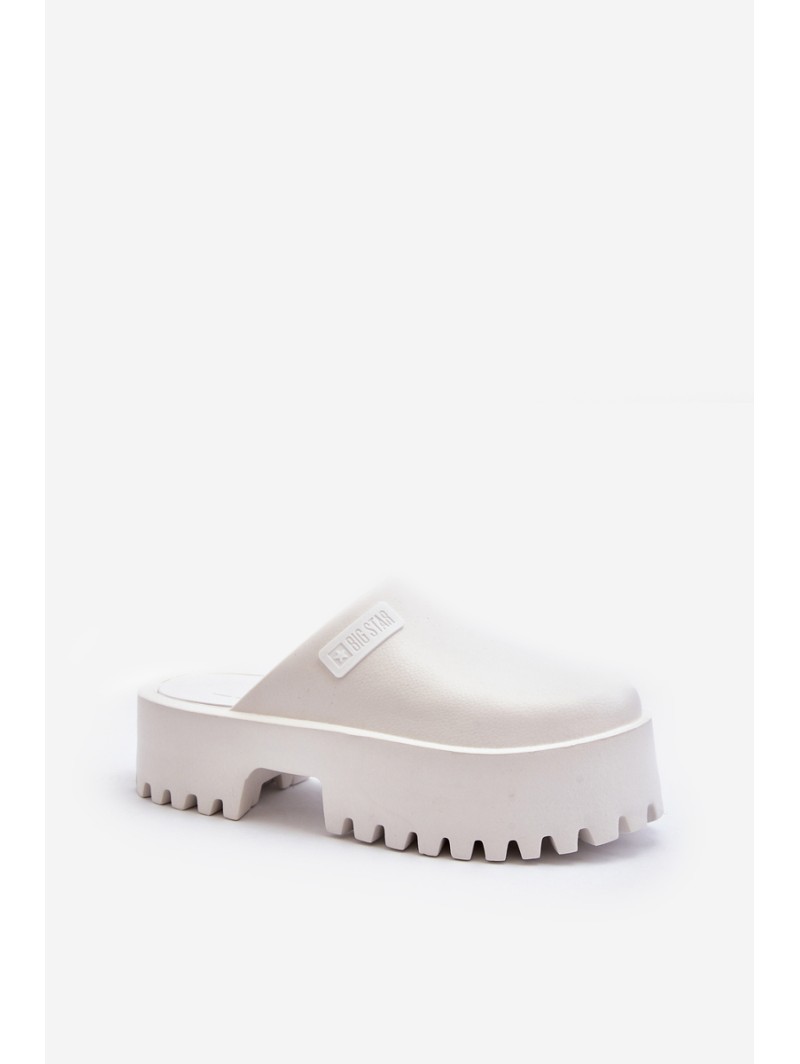 Women's Slides With Chunky Sole Big Star NN274015 White Women's Slides With Chunky Sole Big Star NN274015 White
