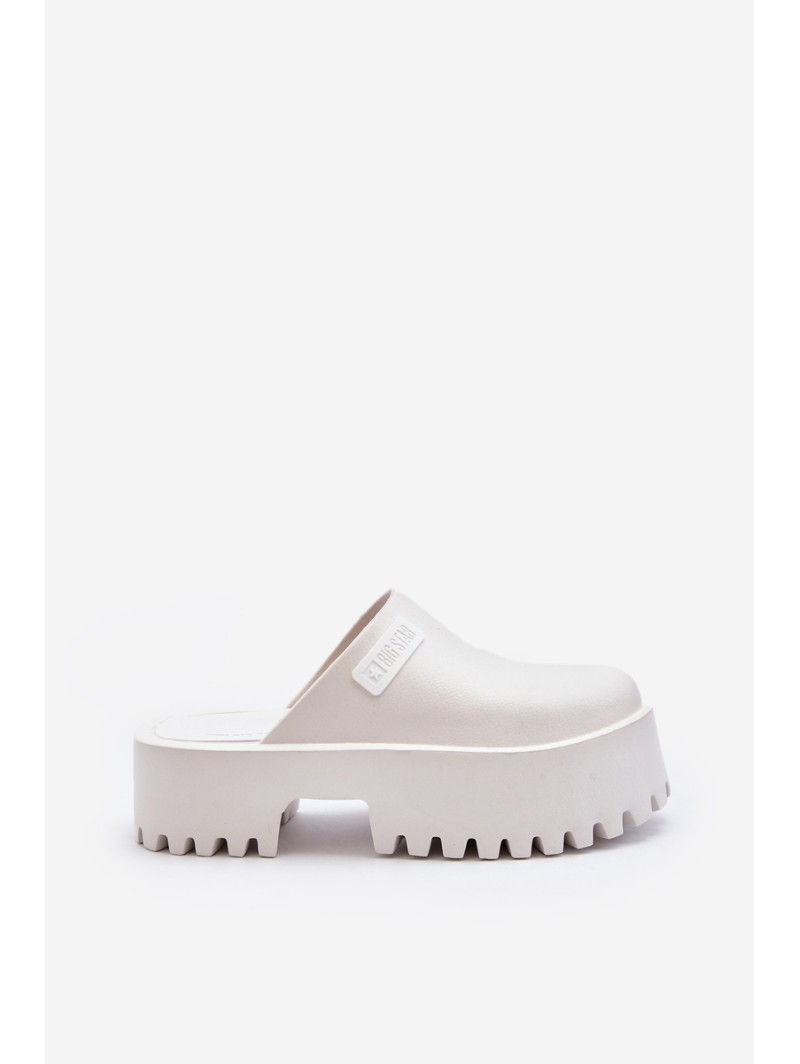 Women's Slides With Chunky Sole Big Star NN274015 White Women's Slides With Chunky Sole Big Star NN274015 White