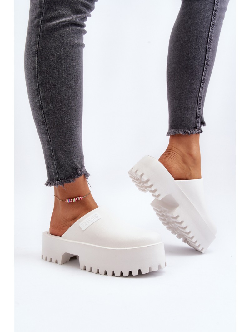 Women's Slides With Chunky Sole Big Star NN274015 White Women's Slides With Chunky Sole Big Star NN274015 White