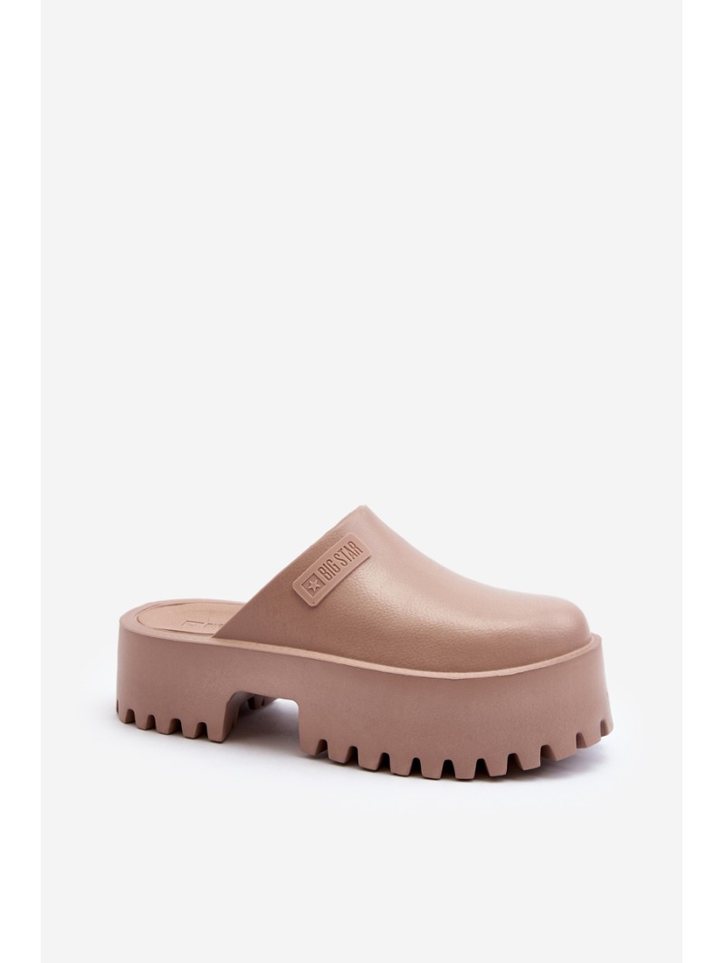 Women's Slides on Chunky Sole Big Star NN274015 White Women's Slides on Chunky Sole Big Star NN274015 White