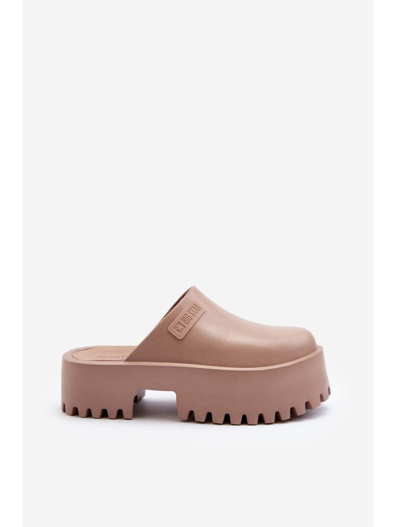 Women's Slides on Chunky Sole Big Star NN274015 White Women's Slides on Chunky Sole Big Star NN274015 White